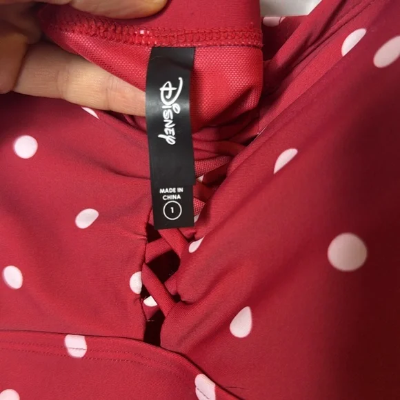 Torrid Disney Minnie Mouse Size 1X Red Polka Dot Retro Peplum One Piece Swimsuit - Picture 10 of 15